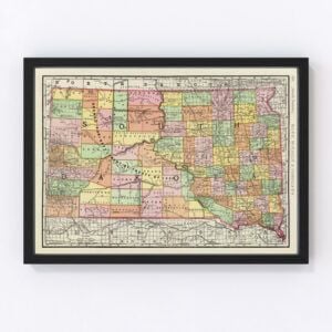 Vintage Map of South Dakota, 1897