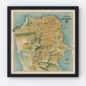 Vintage Map of San Francisco, California 1915