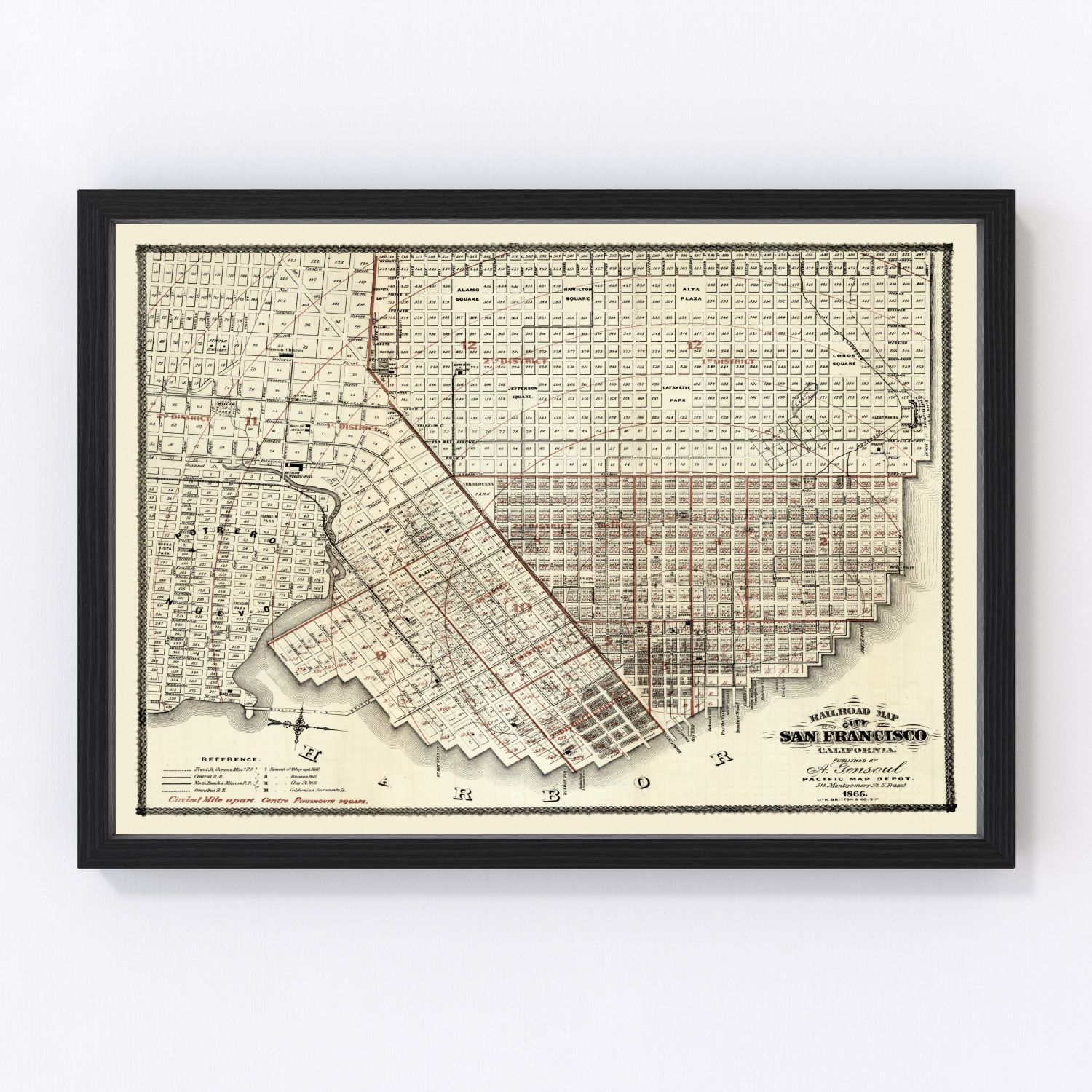 Vintage Map of San Francisco, California 1866 15