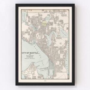 Vintage Map of Seattle, Washington 1901