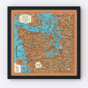 Vintage Map of Seattle, Washington 1934