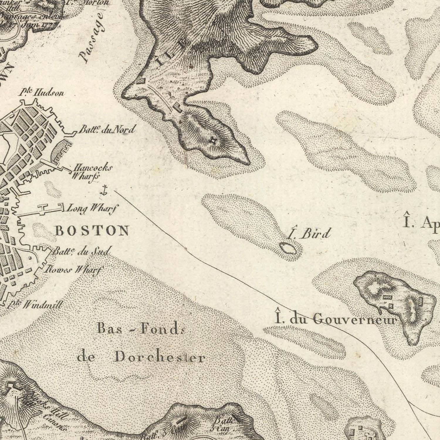 Vintage Map of Boston, Massachusetts 1807 18