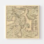 Vintage Map of Boston, Massachusetts 1884