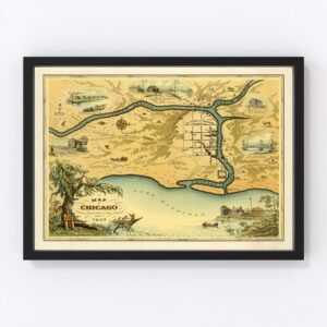 Vintage Map of Chicago, Illinois 1933