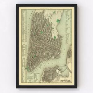 Vintage Map of New York City, New York 1836