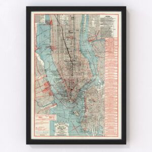 Vintage Map of New York City, New York 1880