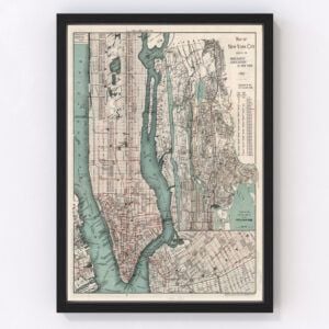 Vintage Map of New York City, New York 1897