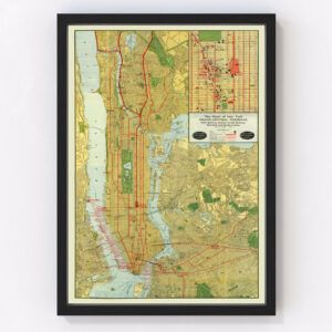 Vintage Map of New York, New York 1918