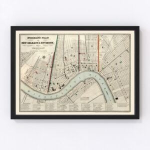 Vintage Map of New Orleans, Louisiana 1845