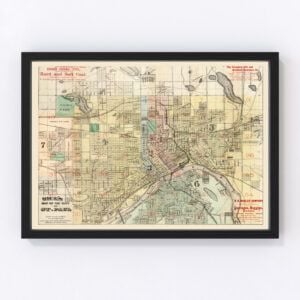 Vintage Map of St. Paul, Minnesota 1884