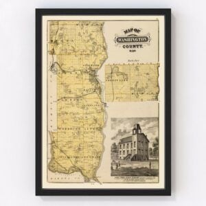 Vintage Map of Washington County Minnesota, 1874