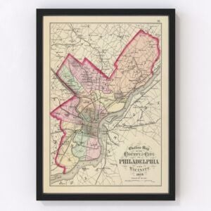Vintage Map of Philadelphia, Pennsylvania 1872