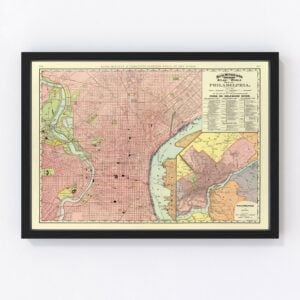 Vintage Map of Philadelphia, Pennsylvania 1897