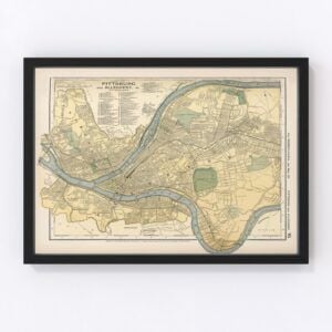 Vintage Map of Pittsburgh, Pennsylvania 1891