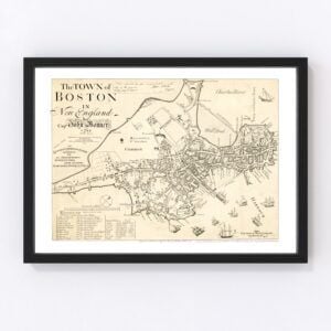 Vintage Map of Boston, Massachusetts 1722