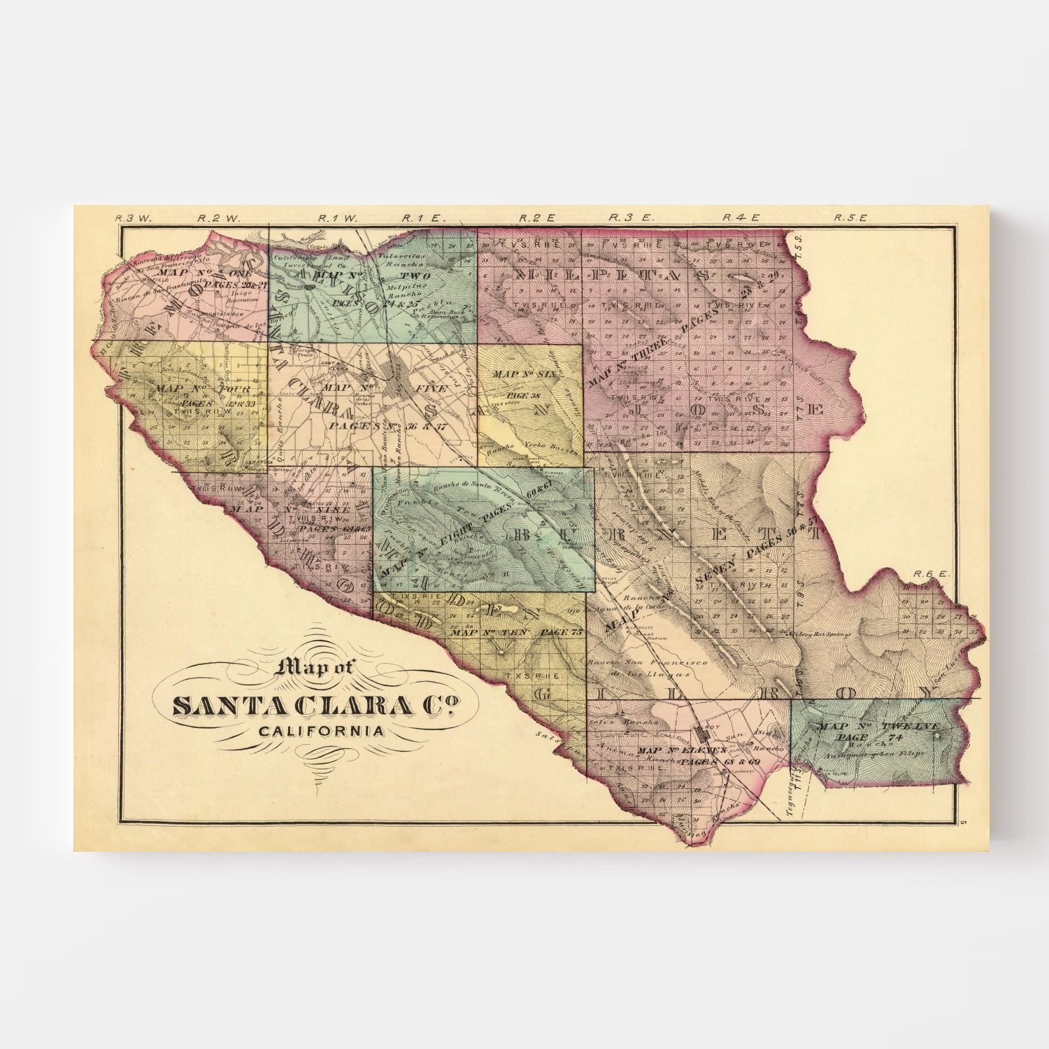 Vintage Map of Santa Clara County California, 1876 5