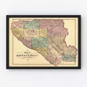 Vintage Map of Santa Clara County California, 1876