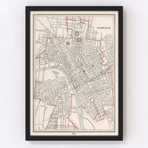 Vintage Map of Nashville, Tennessee 1901