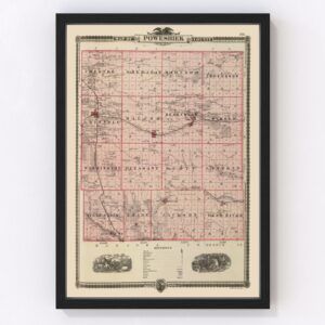 Vintage Map of Poweshiek County Iowa, 1875