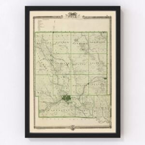 Vintage Map of Polk County Iowa, 1875