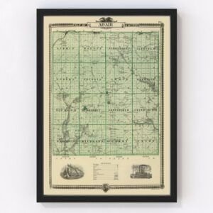 Vintage Map of Adair County Iowa, 1875