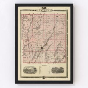 Vintage Map of Taylor County Iowa, 1875