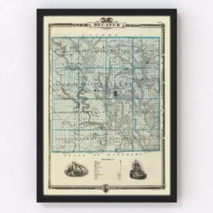 Vintage Map of Decatur County Iowa, 1875