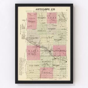 Vintage Map of Antelope County Nebraska, 1885