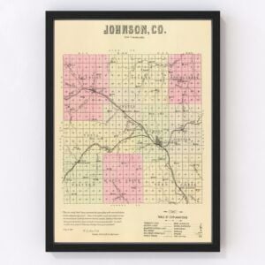Vintage Map of Johnson County Nebraska, 1885