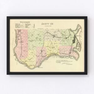 Vintage Map of Sarpy County Nebraska, 1885