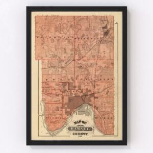 Vintage Map of Ramsey County Minnesota, 1874