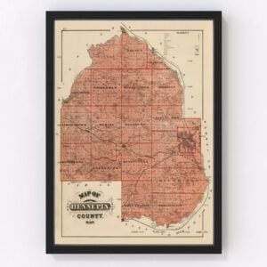 Vintage Map of Hennepin County Minnesota, 1874