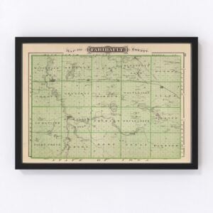 Vintage Map of Faribault County Minnesota, 1874