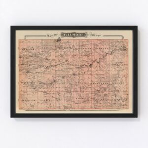 Vintage Map of Fillmore County Minnesota, 1874