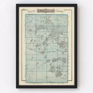 Vintage Map of Kandiyohi County Minnesota, 1874