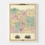 Vintage Map of Iowa County Wisconsin, 1878