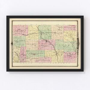 Vintage Map of Lafayette County Wisconsin, 1878