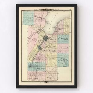 Vintage Map of Brown County Wisconsin, 1878