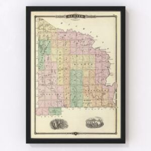 Vintage Map of Oconto County Wisconsin, 1878