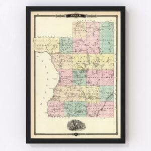 Vintage Map of Polk County Wisconsin, 1878