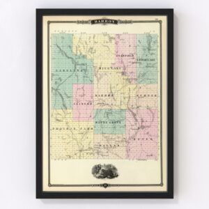 Vintage Map of Barron County Wisconsin, 1878