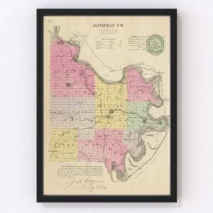 Vintage Map of Doniphan County Kansas, 1887