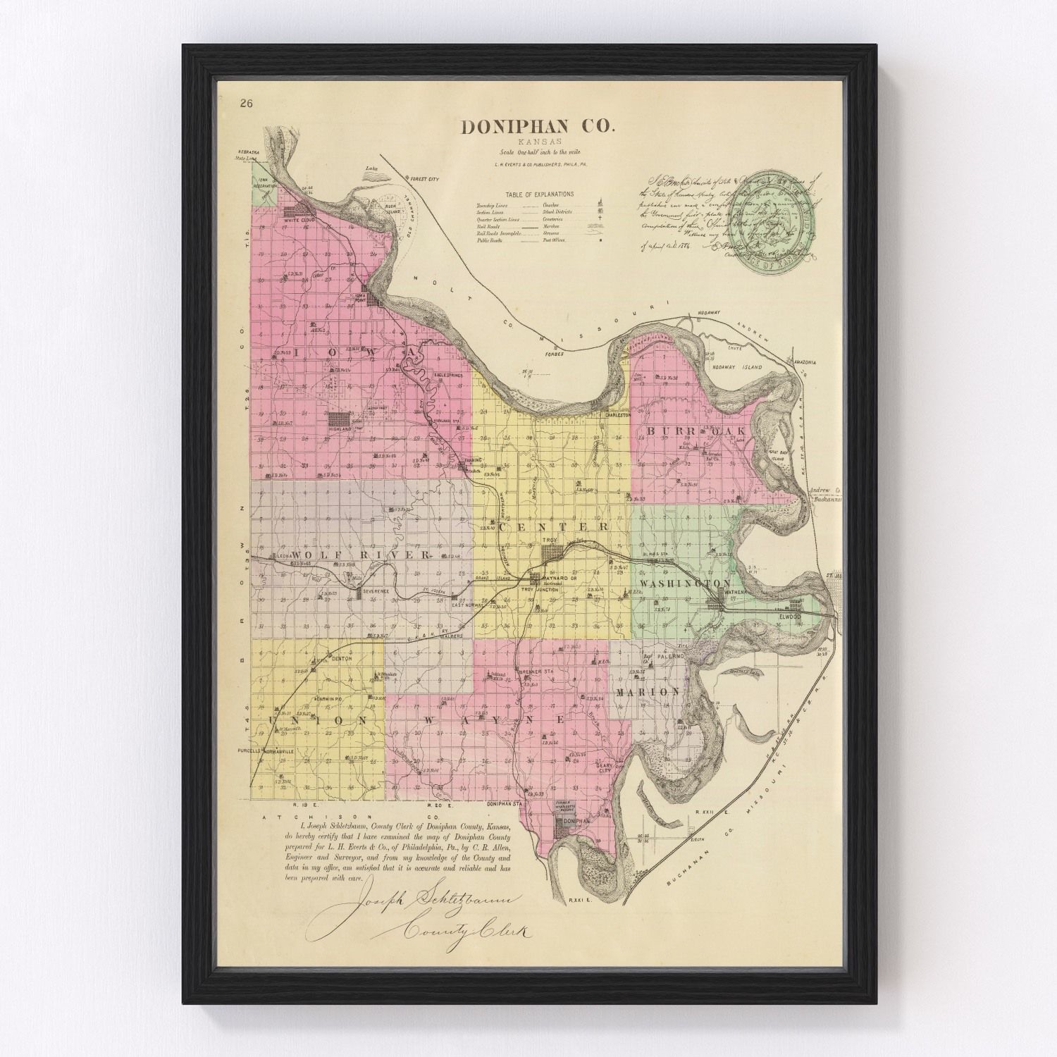 Vintage Map of Doniphan County Kansas, 1887 3