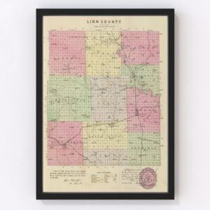 Vintage Map of Linn County Kansas, 1887