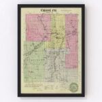 Vintage Map of Chase County Kansas, 1887