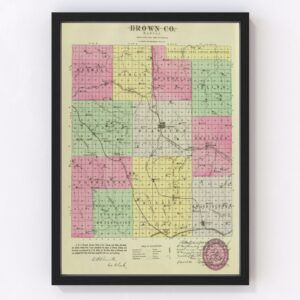 Vintage Map of Brown County Kansas, 1887