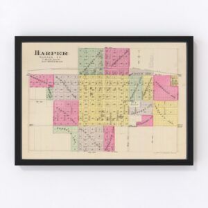 Vintage Map of Harper County Kansas, 1887