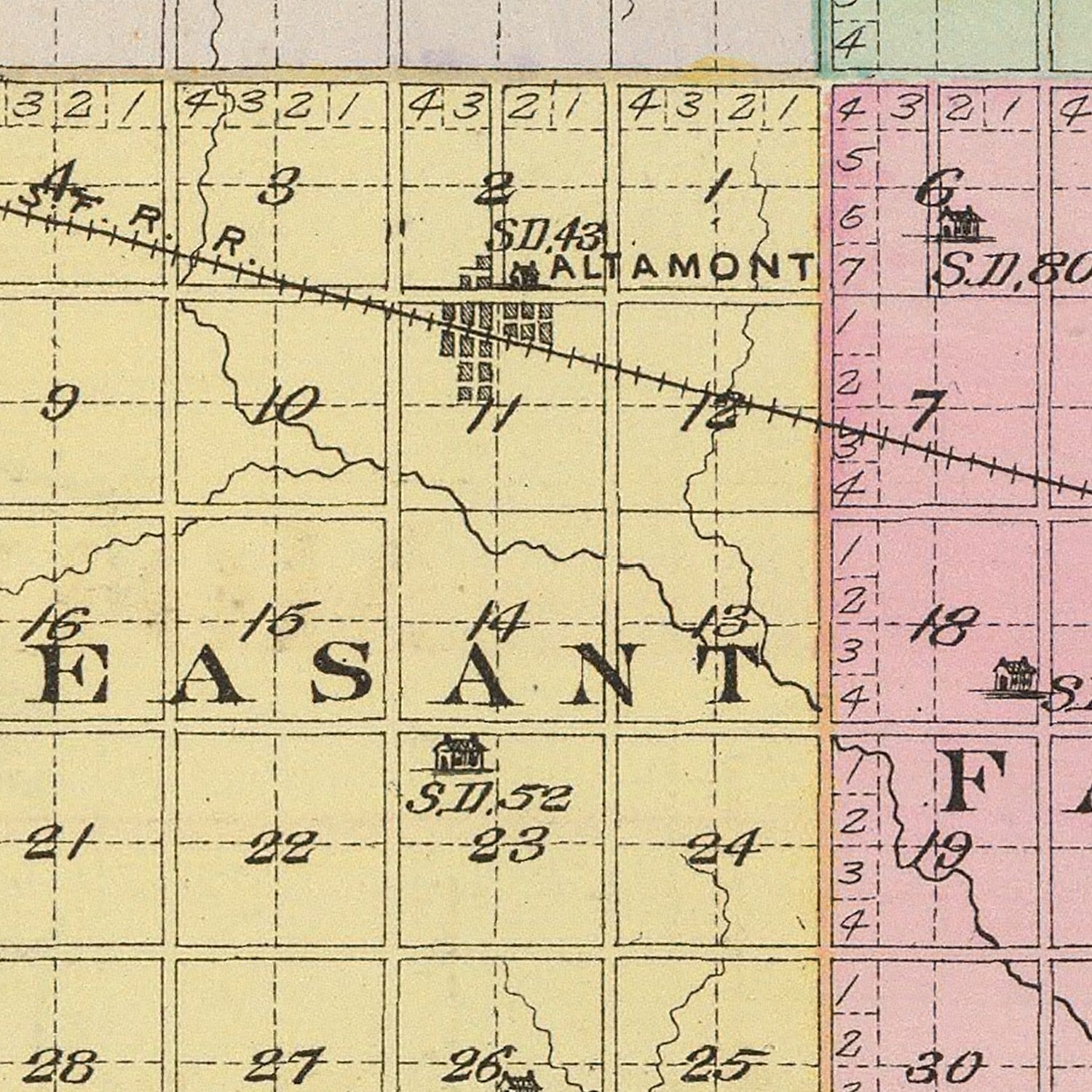 Neosho County Kansas Everts 1887-23.00 x 28.47 