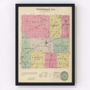 Vintage Map of Woodson County Kansas, 1887