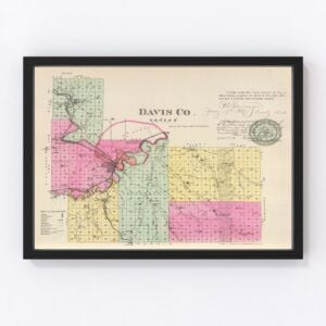 Vintage Map of Davis County Kansas, 1887